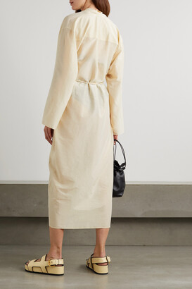 Totême Belted Organic Cotton And Silk-blend Voile Shirt Dress - Ivory