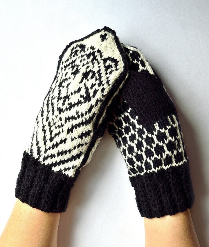 Hand Knit Women's Tiger Zodiac Mittens