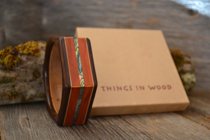 Etsy Wood/ Wooden Cuff Bracelet Redheart Maple Wenge Abalone