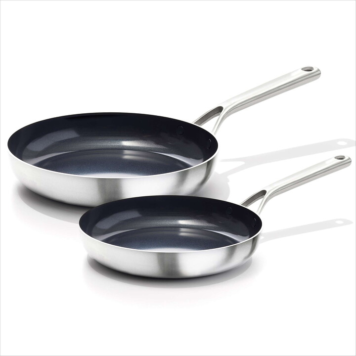 OXO 8" and 10" Tri-Ply Stainless Steel Frying Pan Skillet, Set of 2