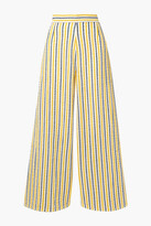 Thumbnail for your product : Three Graces London Filippa striped cotton and linen-blend gauze wide-leg pants