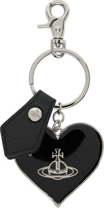 Vivienne Westwood Black Mirror Heart Orb Keychain