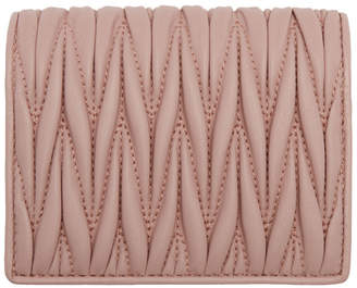 Miu Miu Pink Crystal Logo French Wallet
