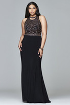 Thumbnail for your product : Faviana 9395 Long fit and flare with fishnet illusions and lace-up back