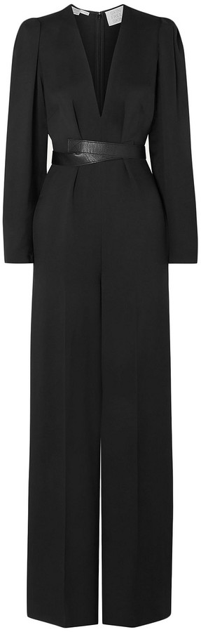 Appointment insurance Inflates Stella McCartney Vegetarian Leather-trimmed Twill Wide-leg Jumpsuit -  ShopStyle