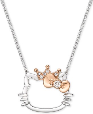Chow Tai Fook Diamond Accent Hello Kitty 18" Pendant Necklace in 18k White Gold & Rose Gold