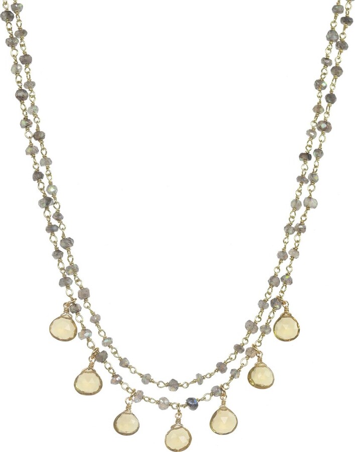 Rachel Reinhardt Gold Over Silver Gemstone layered Necklace