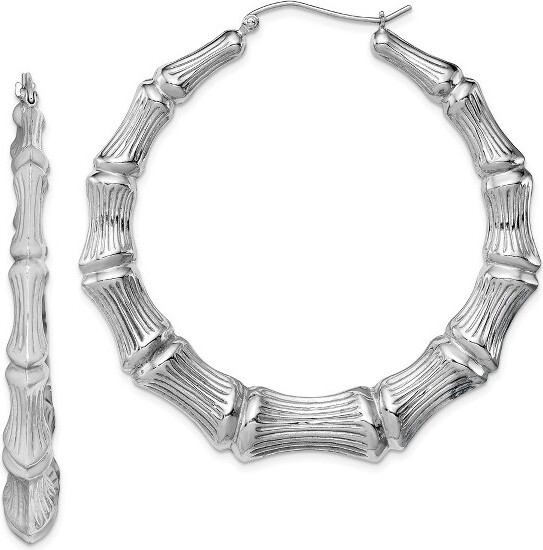 Black Bow Jewelry Co. BlackBowJewelryBambooHoopEarringsinSterlingSilver-55m(2-1/8in)