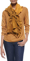 Thumbnail for your product : Eileen Fisher Alpaca Long-Sleeve Top & Pleated Wool Gauze Scarf, Petite