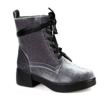 purple velvet combat boots