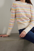 Thumbnail for your product : Loro Piana Vence Striped Cable-knit Cashmere Sweater - Ivory
