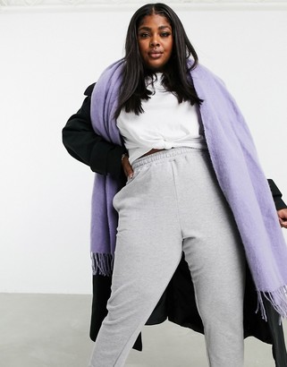 ASOS DESIGN supersoft long woven scarf with tassels in dusty lavender