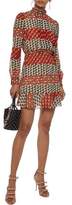 Thumbnail for your product : RED Valentino Pleated Printed Silk-blend Chiffon Mini Dress