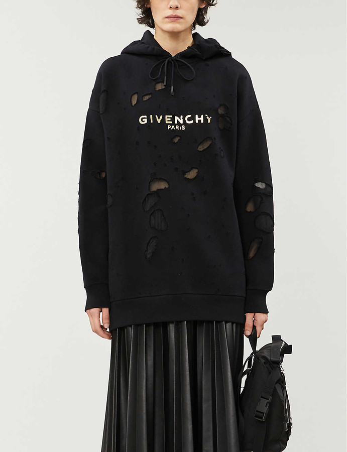 givenchy distressed logo hoodie