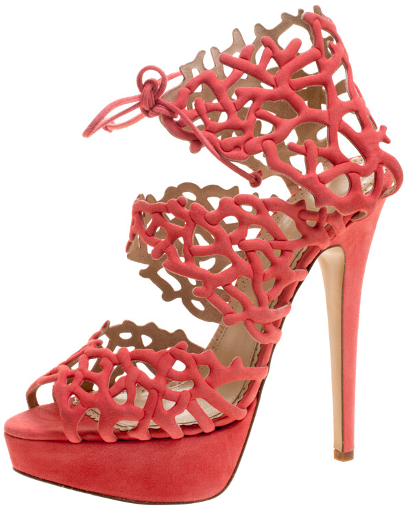 Charlotte Olympia Coral Laser Cut Suede Goodness Gracious Reef Platform ...