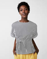 Thumbnail for your product : Express Striped Tie Waist Rolled Sleeve Blouse