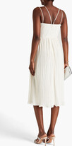 Thumbnail for your product : ML Monique Lhuillier Ruched plissé jacquard midi dress