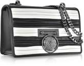 Thumbnail for your product : Balmain Black/White Striped and Pleated Leather BBox 20 Flap Shoulder Bag