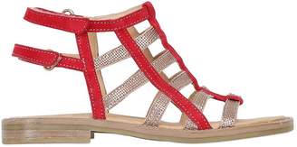 Momino Suede & Metallic Leather Cage Sandals