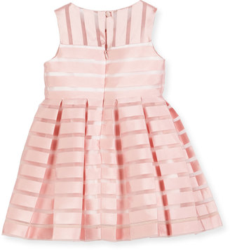 Milly Minis Sleeveless Pleated Sheer Stripe Dress, Size 4-7