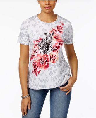 Alfred Dunner Zebra Floral Graphic Top