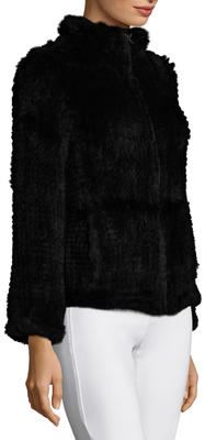Adrienne Landau Rabbit Fur Zip Jacket