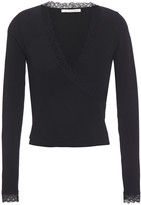 Thumbnail for your product : Jonathan Simkhai Wrap-effect Lace-trimmed Stretch-knit Top