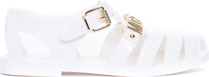 moschino logo jelly sandals