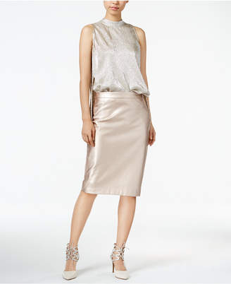 Bar III Metallic Faux-Leather Skirt, Created for Macy's