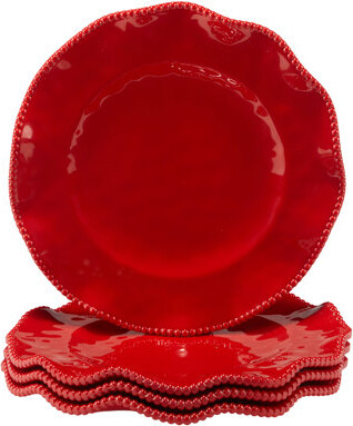 Certified International Perlette Red Set of 4 Dinner Plate 11"