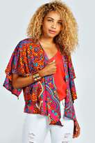 Thumbnail for your product : boohoo Ebony Bright Paisley Print Boxy Woven Kimono