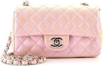 Chanel Pink CC Iridescent Sea Hit Quilted Satchel Leather Pony