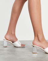 Thumbnail for your product : Be Mine Wide Fit Be Mine Bridal Wide Fit Pia diamante heeled mules in ivory satin