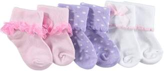 Luvable Friends Baby Girls' "Dainty Collection" 3-Pack Socks