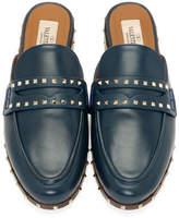 Thumbnail for your product : Valentino Valentino Blue Flat Rockstud Mules
