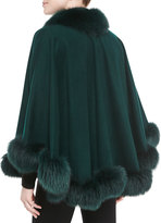 Thumbnail for your product : Sofia Cashmere Fox Fur-Trimmed Cashmere Petite U-Cape, Holly