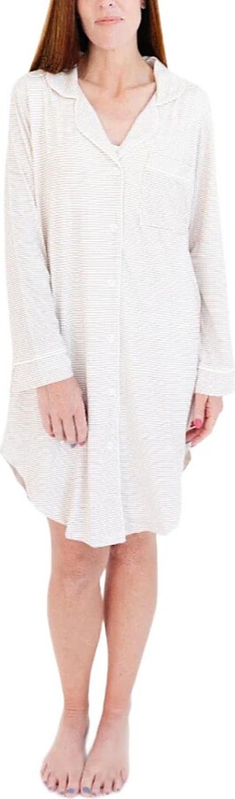 Motette Oatmeal Stripe Bamboo Sleepshirt