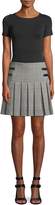Thumbnail for your product : Alice + Olivia Emilie Pleated Check Short Skirt w/ Leather Buckles
