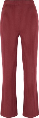 8 By YOOX Ribbed Stretchy Pull-on Culottes Pants Burgundy