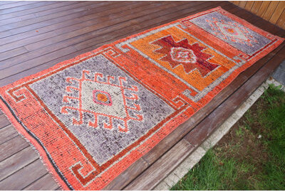 Bungalow Rose Handmade Turkish Runner Rug in Vibrant Orange for An Exquisite Hallway or Living Room Addition