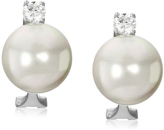 Majorica 12mm Pearl and Cubic Zirconia Sterling Silver Earrings