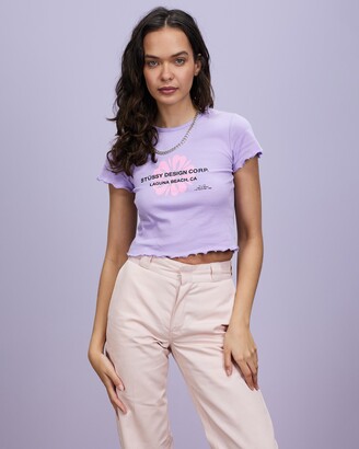 Stussy Women's Purple Printed T-Shirts - Laguna Rib Tee
