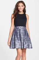 Thumbnail for your product : Aidan Mattox Aidan by Pleated Jacquard Skirt Fit & Flare Dress