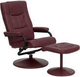 Thumbnail for your product : Asstd National Brand Contemporary Leather Recliner and Ottoman with Leather Wrapped Base