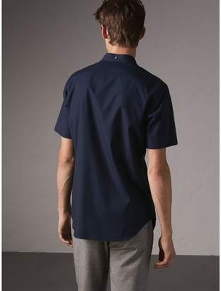 Burberry Short-sleeved Stretch Cotton Poplin Shirt