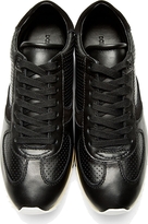 Thumbnail for your product : Dolce & Gabbana Black Perforated Leather Running Shoes