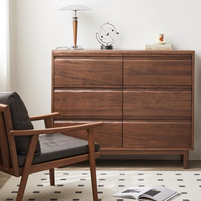 Corrigan Studio Walnut Solid Wood Accent Cabinet