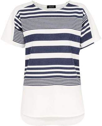 *Quiz Navy And White Striped Short Sleeve Top