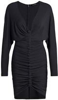 Thumbnail for your product : Cushnie Plunging Long Sleeve Ruched Mini Dress