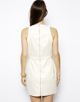 Thumbnail for your product : Jena. Theo Muscle Mini Dress in Coated Pearl Denim with White Leather Trim